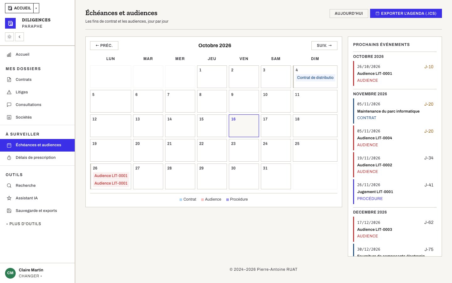 Calendrier mensuel