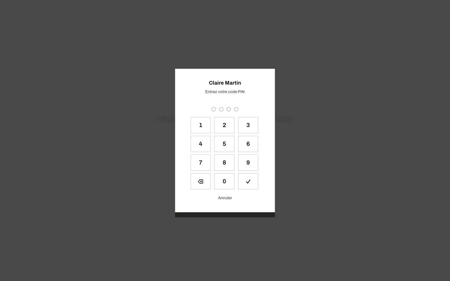 Saisie du code PIN